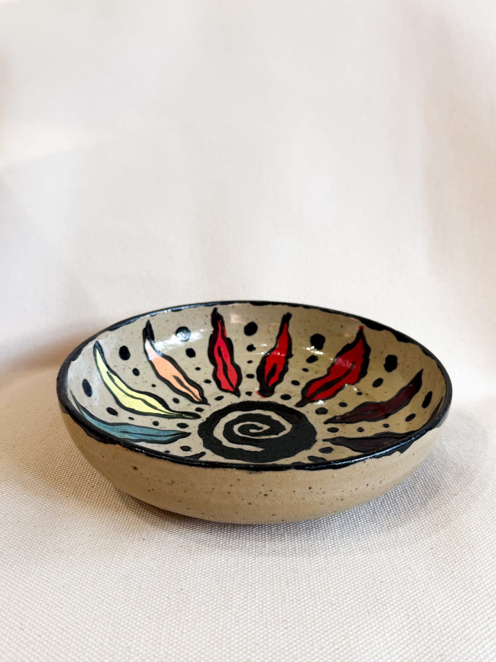 Rainbow Sun Spiral Pasta Bowl