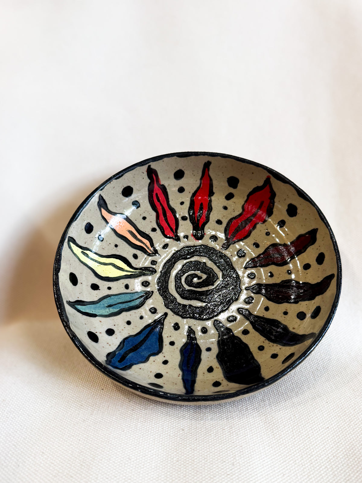 Rainbow Sun Spiral Pasta Bowl